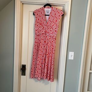 Liz Claiborne Sleeveless Dress Orange and White